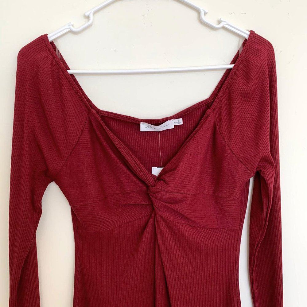 All in Favor Red Ribbed Knit Mini Dress Sz M - Picture 8 of 11